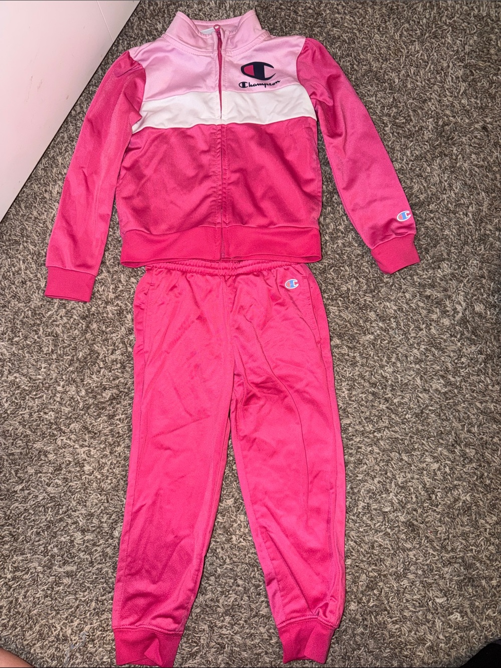 Champion Hot Pink & Light Pink Colorblock Tracksuit Set